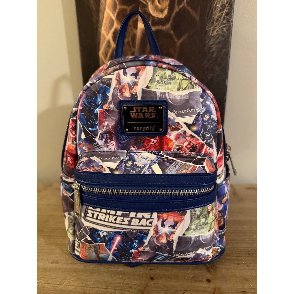Loungefly Star Wars Original Trilogy Movie Poster Collage Mini Backpack‎ Blue